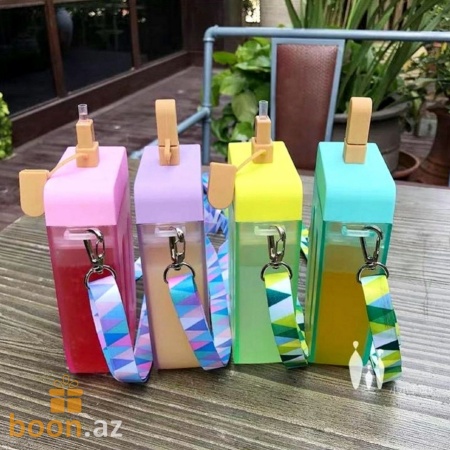 Бутылка для воды в форме "Эскимо" с трубочкой  Ice cream bottle